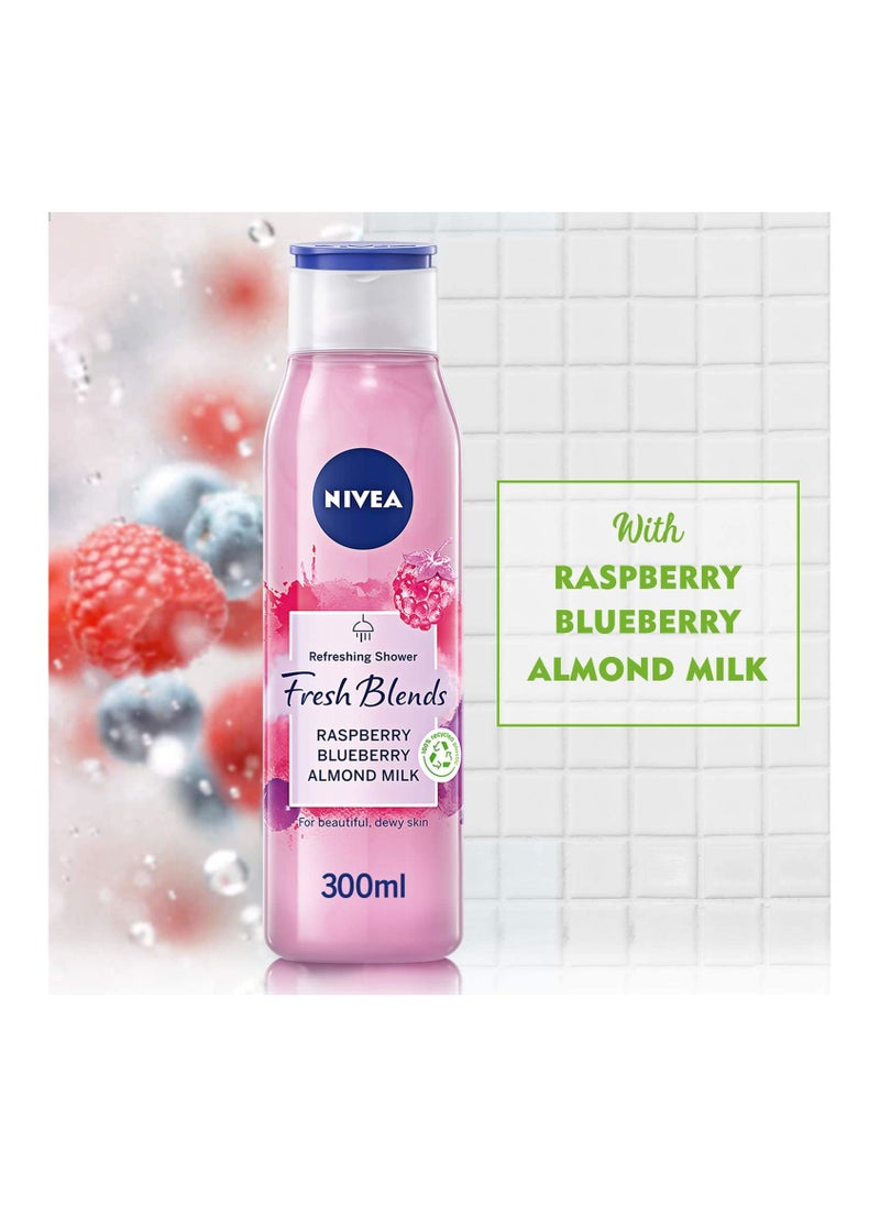 Nivea Nivea Shower Gel Body Wash Fresh Blends Raspberry & Blueberry And Almond Milk 300ml  - Image 3