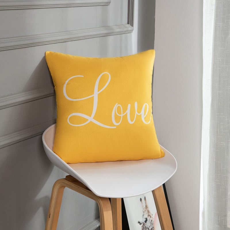 Britimes Britimes Throw Pillow Covers Furry Yellow Home Decor Set of 4 Pillow Cases Decorative 16 * 16 Inches Outdoor Cushion Couch Sofa Pillowcases Sunshine Happy Love Smile  - Image 4