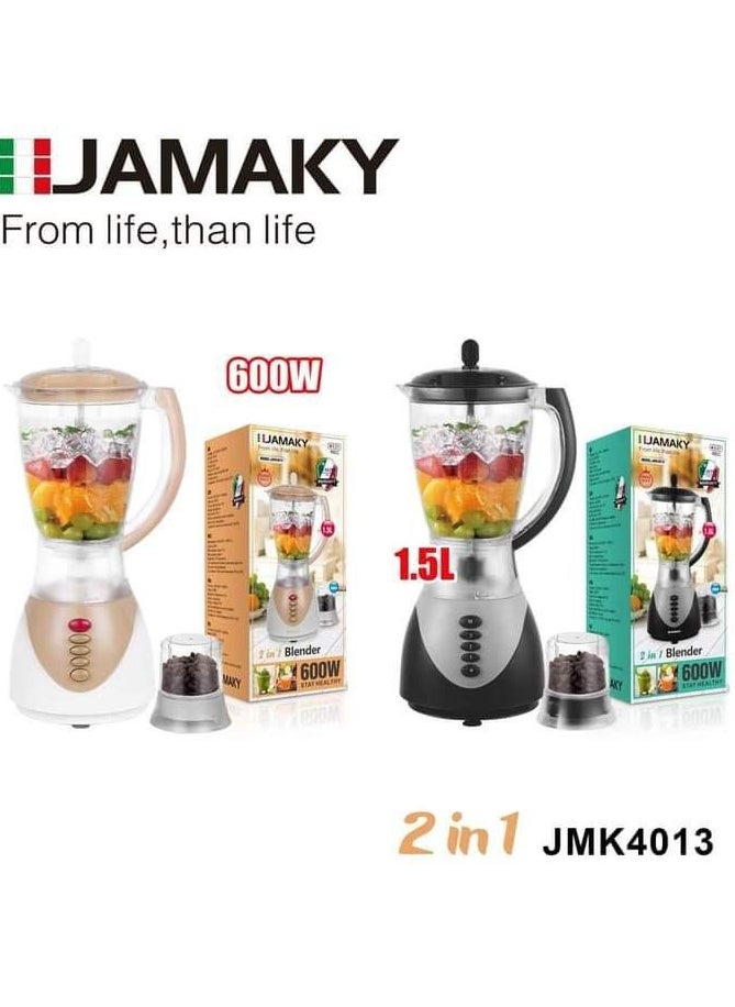 JAMAKY Italy Jamaki blender 2 in 1 blender 600 watt + Italian spice and coffee grinder unbreakable JMK4013  - Image 1