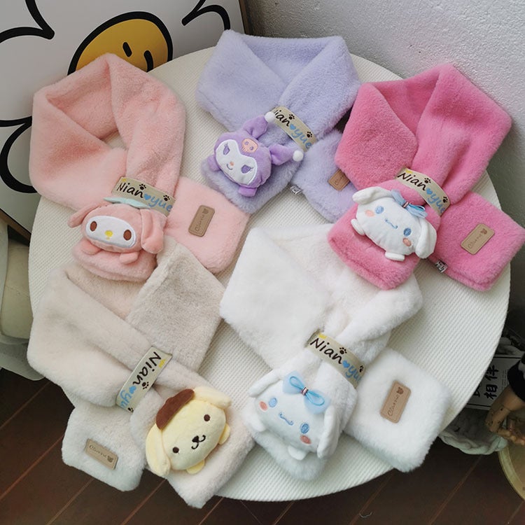 Kids Cartoon Thick Winter Scarf Purple  - Image 5