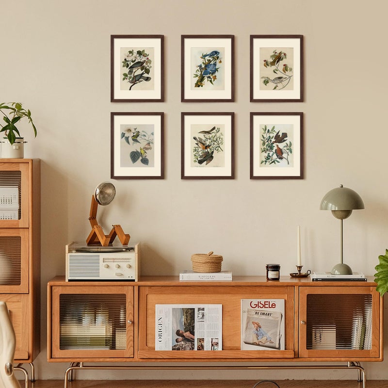 upsimples 11x14 Picture Frame Set of 5, Display Pictures 8x10 with Mat or 11x14 Without Mat, Wall Gallery Photo Frames, Brown - Image 2