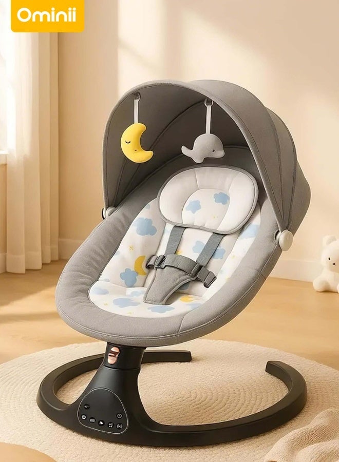 Ominii Electric Baby Swing & Rocker with Remote Control, Bluetooth Music, 5 Adjustable Speeds, Reclining Backrest, Mosquito Net & Smart Motion Sensor — Premium Baby Rocker for Newborn to Toddler (0–36 Months) - Image 1