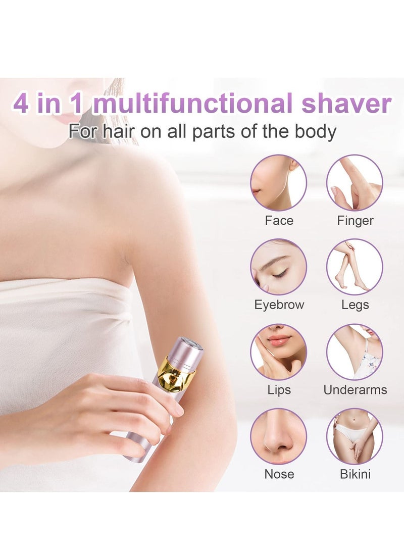 NIBEMINENT Facial Hair Remover for Women, 4 in 1 Eyebrow Trimmer Bikini Rechargeable Waterproof Painless Lady Shaver Lips Nose Face Body Peach Fuzz - Image 2