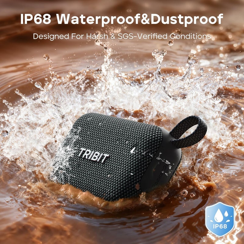 Tribit PocketGo Portable Wireless Bluetooth Speaker with 7W Stereo Sound, IP68 Waterproof Dustproof, 20H Playtime, Custom EQ, BT6.0 & TWS Pairing, Supports TF Card, Ideal for Travel, Outdoor, Gifts - Image 4