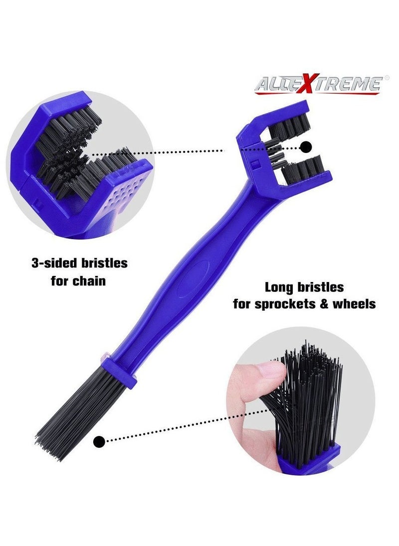 Allextreme - ‎Cyl-06-T Multi-Purpose Bike Chain Cleaner Brush With Soft & Long Bristles Ideal For Quick Cleaning Of Cycles, Motorcycles (Blue) - Image 1