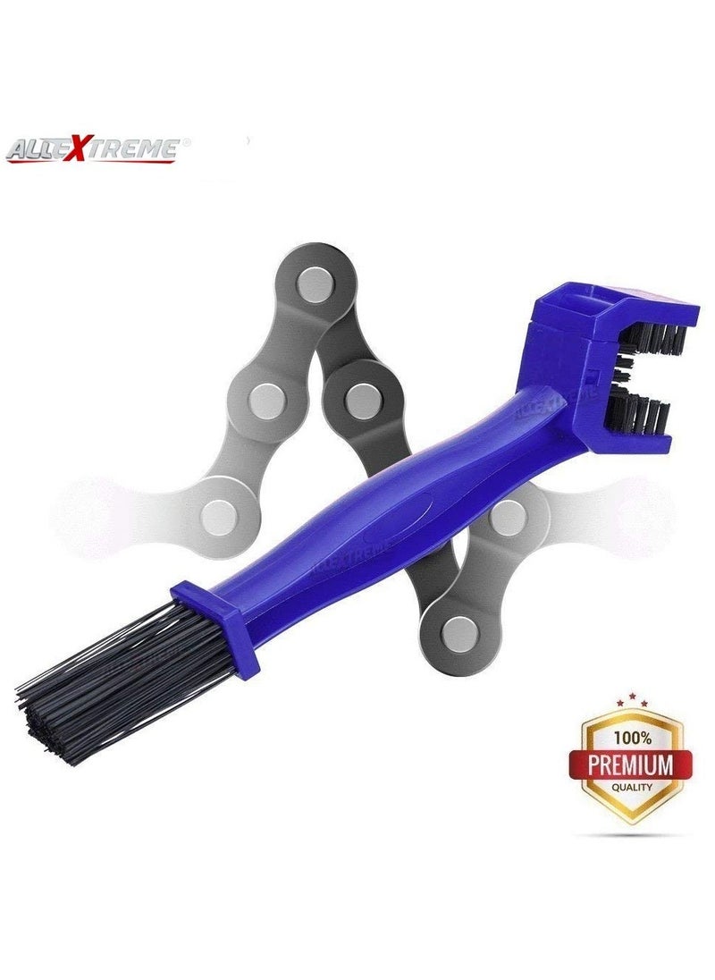 Allextreme - ‎Cyl-06-T Multi-Purpose Bike Chain Cleaner Brush With Soft & Long Bristles Ideal For Quick Cleaning Of Cycles, Motorcycles (Blue) - Image 1