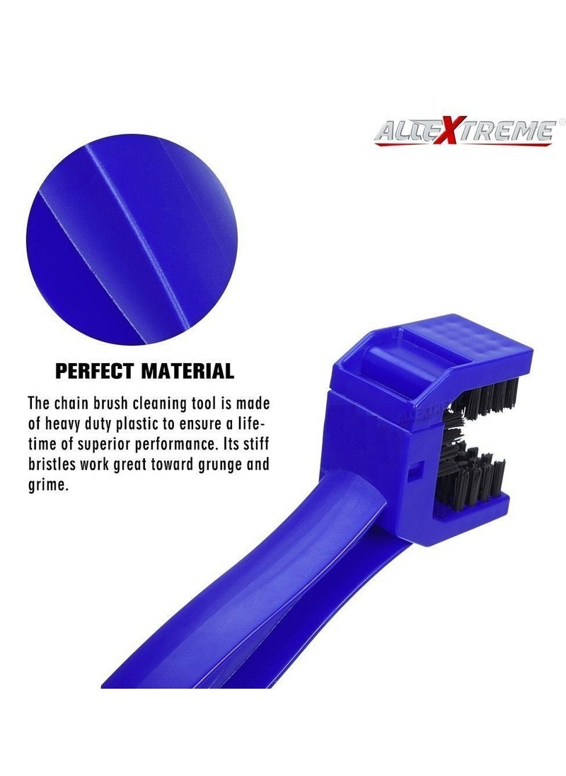 Allextreme - ‎Cyl-06-T Multi-Purpose Bike Chain Cleaner Brush With Soft & Long Bristles Ideal For Quick Cleaning Of Cycles, Motorcycles (Blue) - Image 1