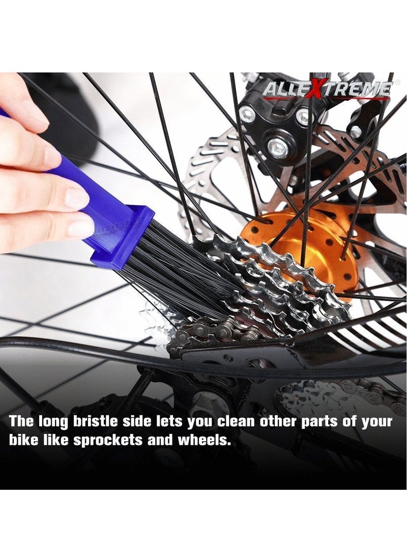 Allextreme - ‎Cyl-06-T Multi-Purpose Bike Chain Cleaner Brush With Soft & Long Bristles Ideal For Quick Cleaning Of Cycles, Motorcycles (Blue) - Image 1