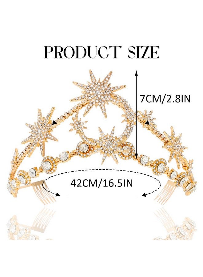 GORTIN Star Moon Crown Headband Bride Wedding Headbands Rhinestone Crown and Tiara Goddess Headpiece Bridal Hair Accessories for Women - Image 3