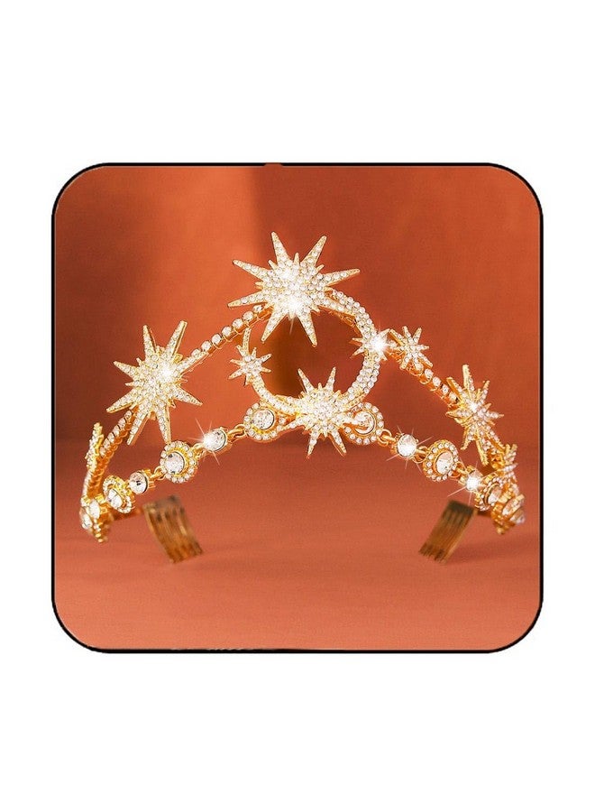 GORTIN Star Moon Crown Headband Bride Wedding Headbands Rhinestone Crown and Tiara Goddess Headpiece Bridal Hair Accessories for Women - Image 1