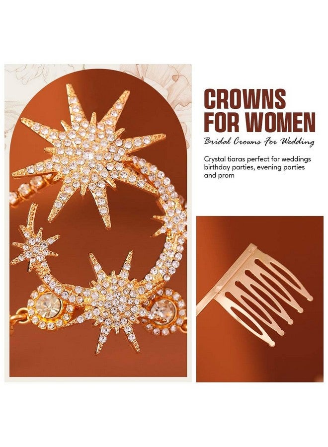 GORTIN Star Moon Crown Headband Bride Wedding Headbands Rhinestone Crown and Tiara Goddess Headpiece Bridal Hair Accessories for Women - Image 5