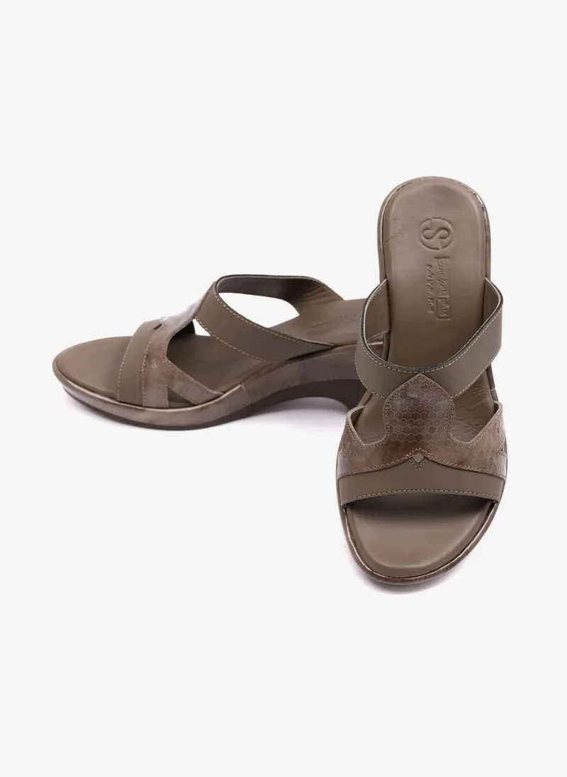 Comfort Plus HIGH HEELS COMFORT PLUS MATT LEATHER LADIES SANDAL BROWN