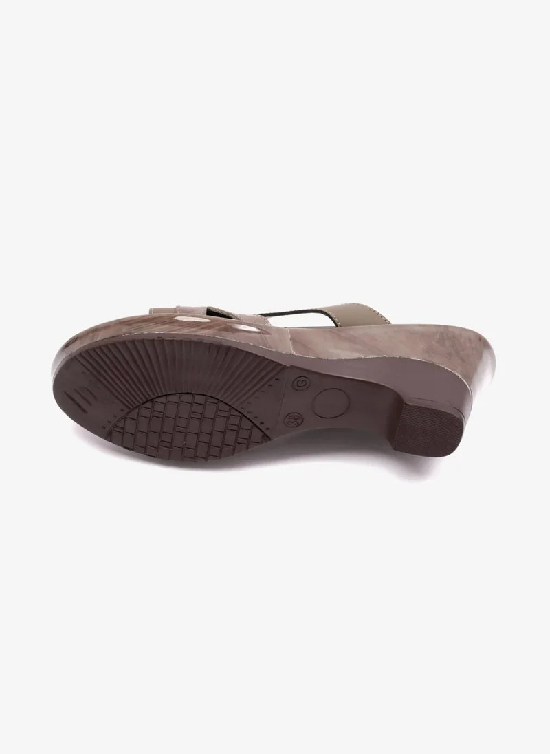 Comfort Plus HIGH HEELS COMFORT PLUS MATT LEATHER LADIES SANDAL BROWN