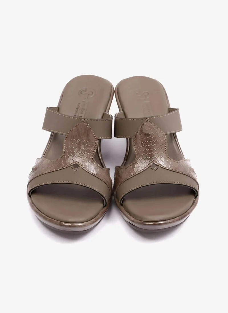 Comfort Plus HIGH HEELS COMFORT PLUS MATT LEATHER LADIES SANDAL BROWN