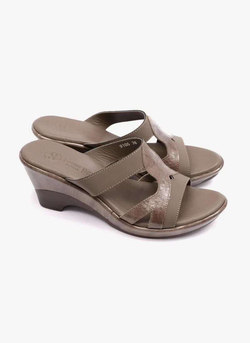 كومفورت بلس HIGH HEELS COMFORT PLUS MATT LEATHER LADIES SANDAL BROWN