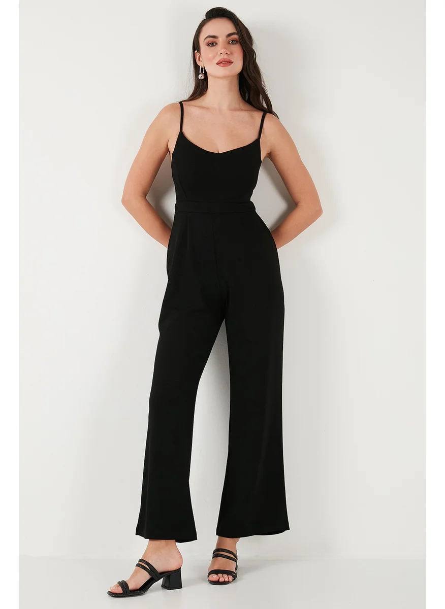 ليلا Regular Fit Round Neck Strap Wide Leg Jumpsuit Women's Jumpsuit 5866147