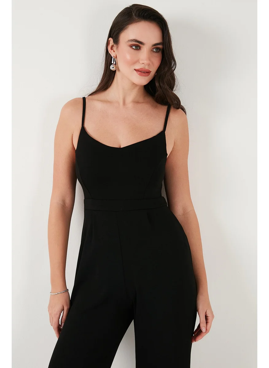 ليلا Regular Fit Round Neck Strap Wide Leg Jumpsuit Women's Jumpsuit 5866147
