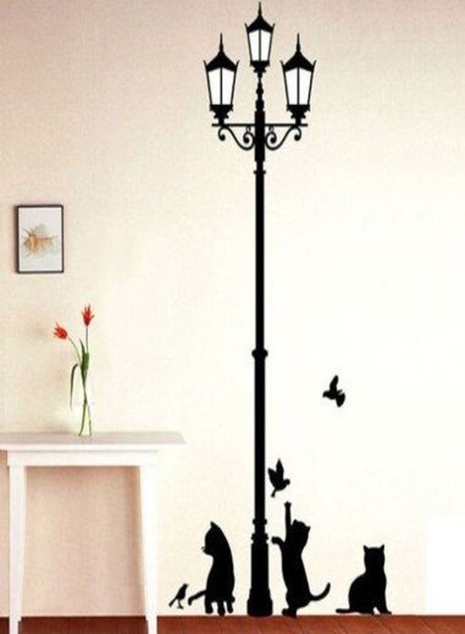 Techgifti Black Lamp with Cats Wall Sticker for Decorative Wall Sticker for Living Room - Image 3