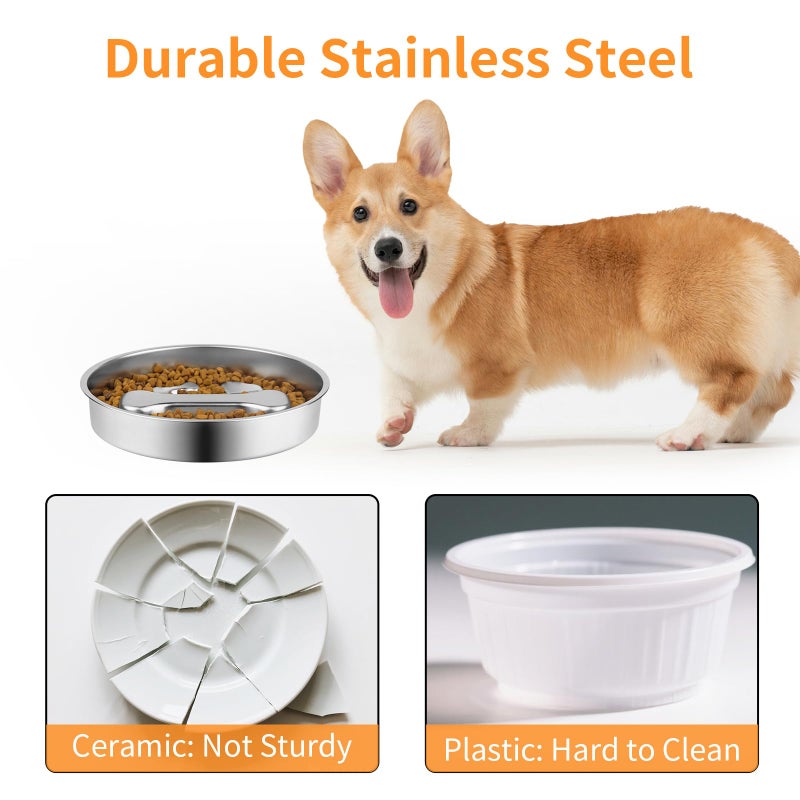 Novery Slow Feeder Dog Bowl - 2 Cups Stainless Steel Dog Slow Feeder Food Bowl, Metal Non-Slip Lick Plate,Puppy or Cat Food Holder,Pet Supplies,Puzzle Maze Dish for Medium Sized Breeds - Image 4