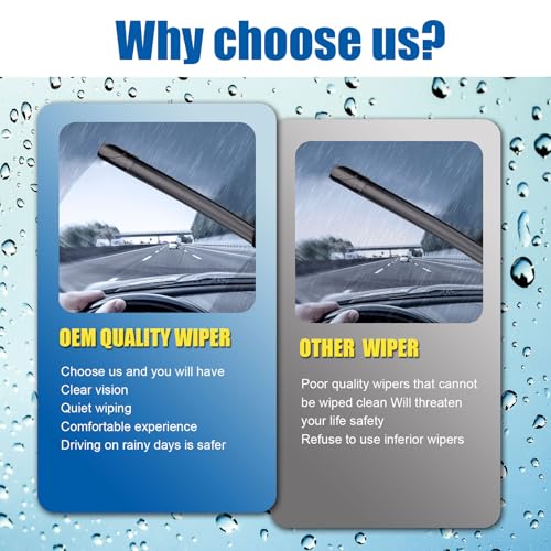 HRSNO 26"+14" Windshield Wipers With 13" Rear Wiper Blade Sets Automotive Replacement for Hyundai Santa Fe 2013-2018/Santa Fe Sport 2013-2018 Wiper Blades For My Car (Pack of 3) - Image 3