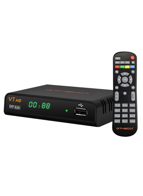 جهاز استقبال إشارة تلفزيونية GTMEDIA V7 HD DVB-S/S2/S2X الرقمي مع جهاز تحكم عن بعد وجهاز استقبال بث فيديو رقمي بدقة 1080 بكسل عالي الدقة