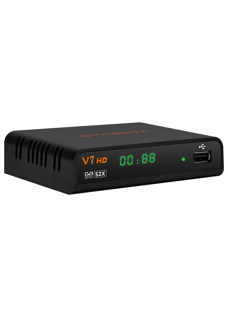 جهاز استقبال إشارة تلفزيونية GTMEDIA V7 HD DVB-S/S2/S2X الرقمي مع جهاز تحكم عن بعد وجهاز استقبال بث فيديو رقمي بدقة 1080 بكسل عالي الدقة