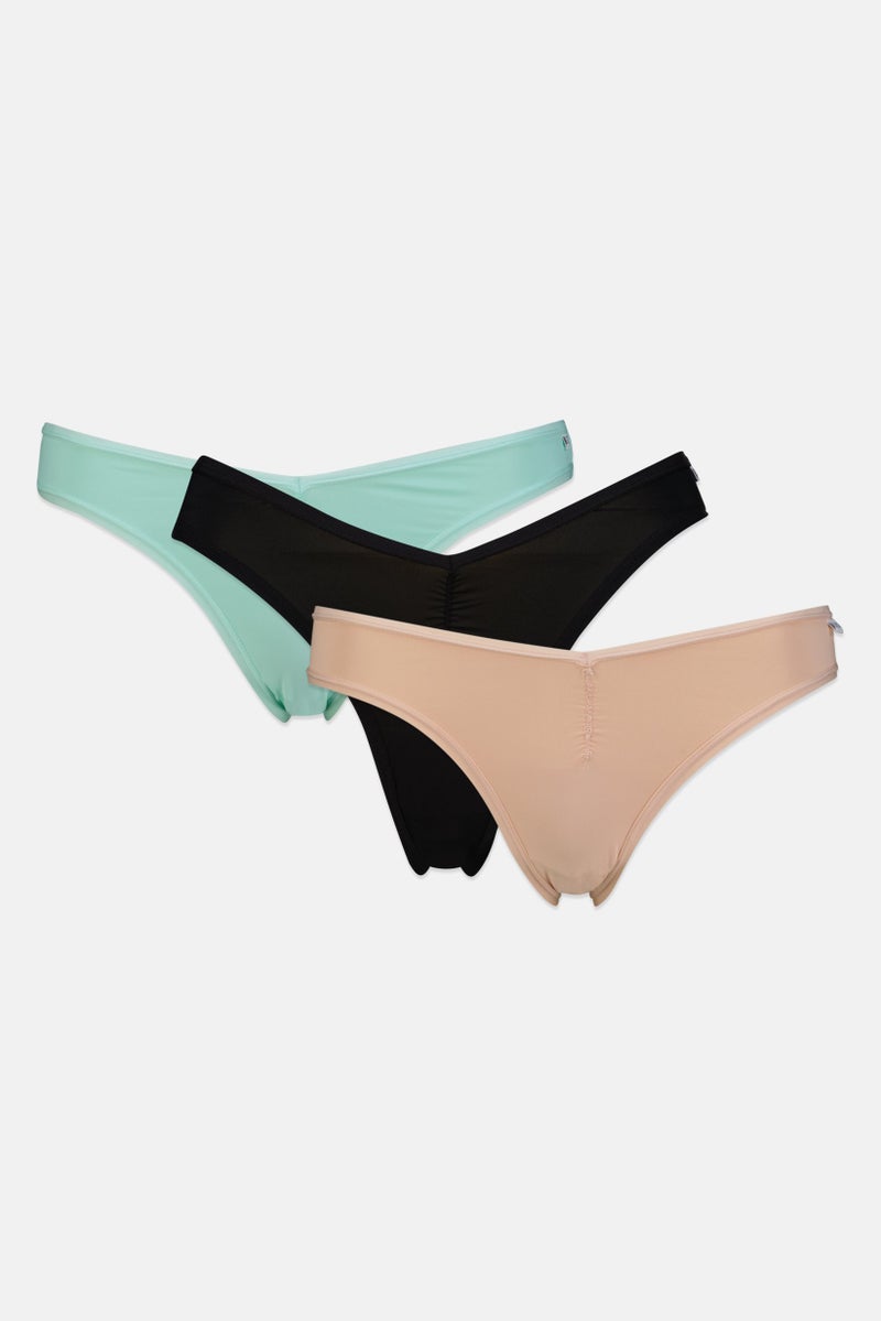 BCBGeneration Women 3 Pieces Brand Logo High Cut Thong, Multicolor - Image 1