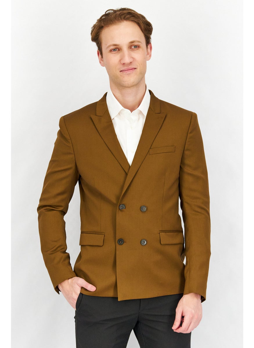 THE KOOPLES - Men Regular Fit Solid Formal Blazer, Brown - Image 1