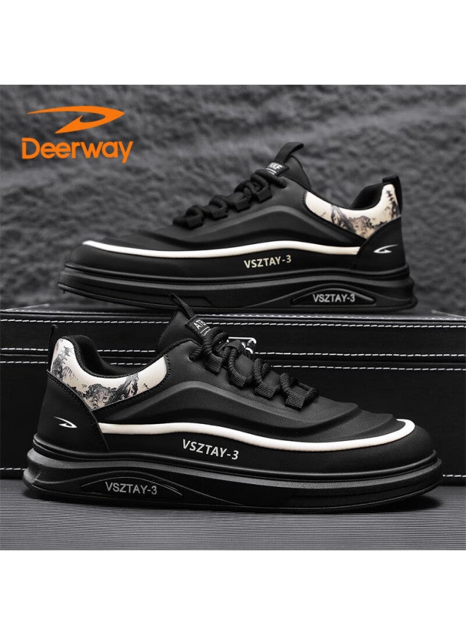 Deerway Men's Shoes  Autumn Winter Casual Fashion Black Gold Sneakers Size 43 - Image 1