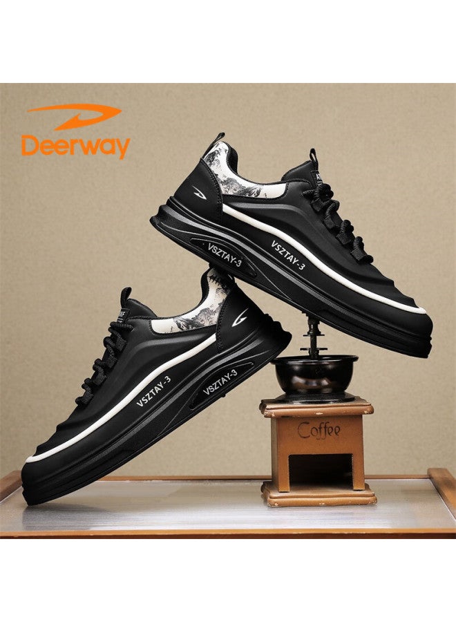 Deerway Men's Shoes  Autumn Winter Casual Fashion Black Gold Sneakers Size 43 - Image 4