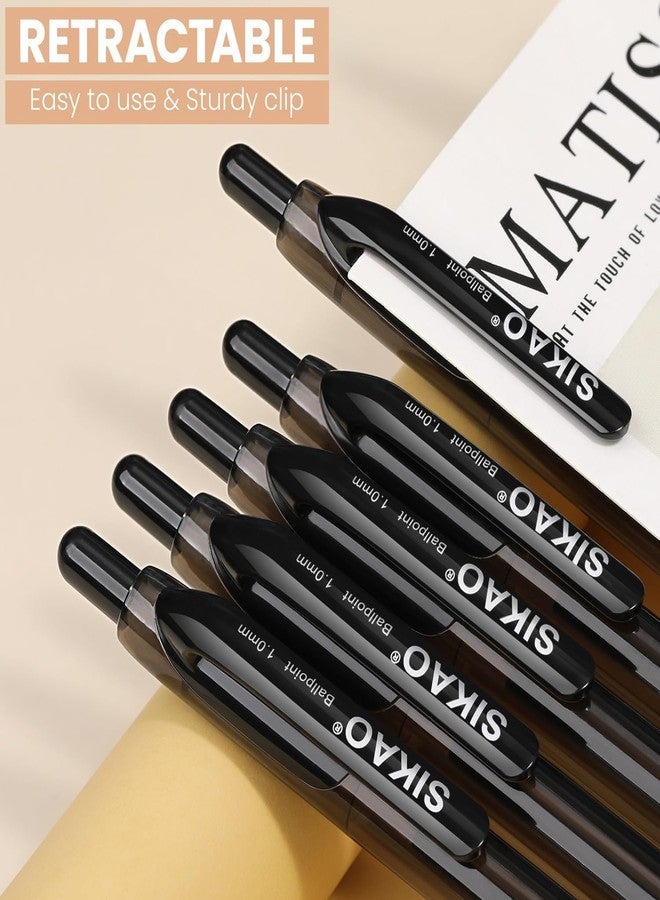 Sikao Black Pens Bulk, 60 Pack Durawrite Retractable Ballpoint Pens Black Ink 1.0mm, Click Pens No Bleed No Skip Smooth & Vivid Writing for Teachers, Students, Restaurant Servers, School & Office Supplies - Image 4