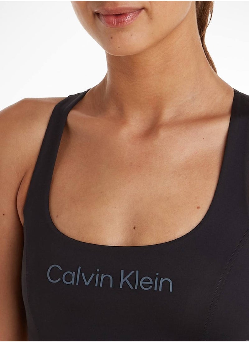 CALVIN KLEIN - Calvin Klein Women's Sports Bra - Medium Support - Sportswear - Polyester , Black - Image 1