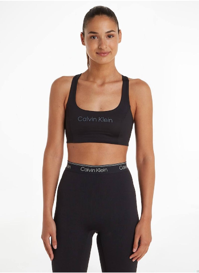 CALVIN KLEIN - Calvin Klein Women's Sports Bra - Medium Support - Sportswear - Polyester , Black - Image 1