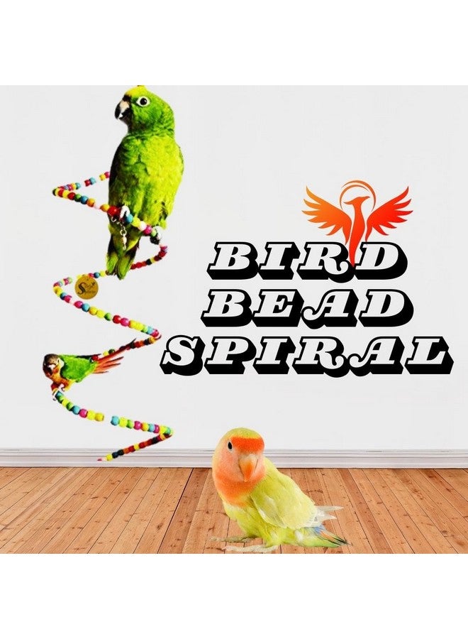 Sage Square Playful Natural 65Cm Wood Bead Swing Flexible Toy - Bird Accessories Chewing Climbing Toys - Perfect For Budgerigar, Lovebird, Cockatiel, Conure, Canary - Wooden Spiral Swing Bird Toys - Image 2