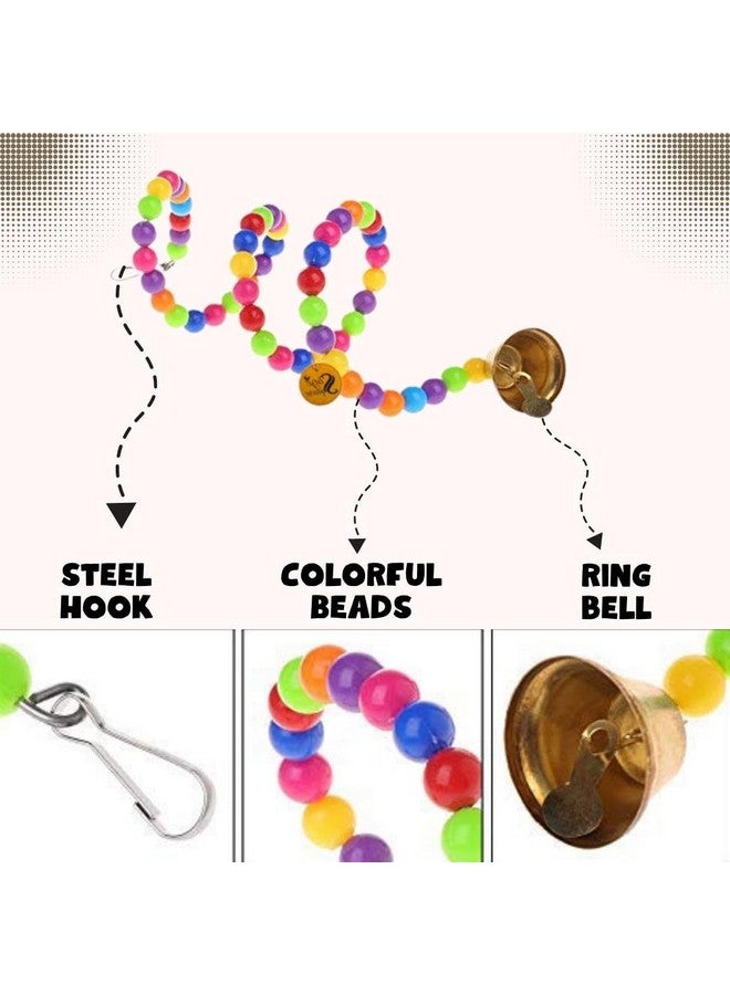 Sage Square Playful Natural 65Cm Wood Bead Swing Flexible Toy - Bird Accessories Chewing Climbing Toys - Perfect For Budgerigar, Lovebird, Cockatiel, Conure, Canary - Wooden Spiral Swing Bird Toys - Image 4