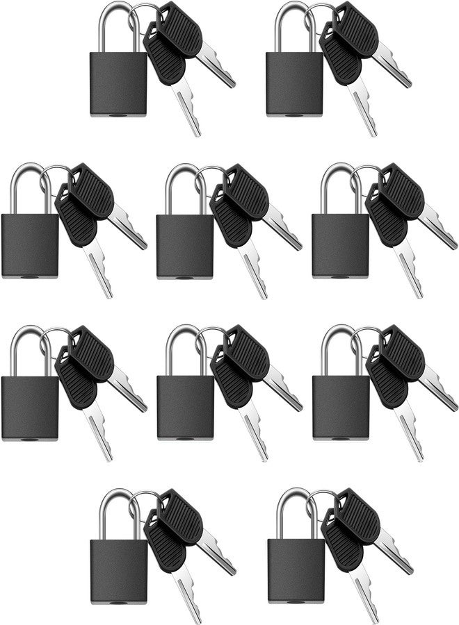 Ripeng 10 Pcs Luggage Locks with Keys Small Padlock Black Mini Locks Tiny Metal Padlocks for Travel Backpack School Gym Classroom Locker toolboxes Matching Game - Image 1