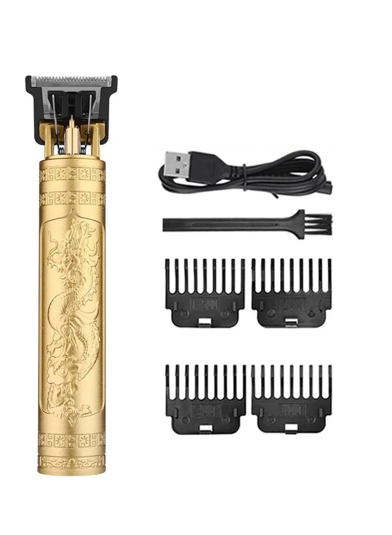 vintage Hair Trimming Vintage T9 Electric Hair Cutting Machine Hair Clipper Professional Men Shaver Rechargeable Barber Trimmer for Men Dragon Buddha Mini is Easy to use (Color : Gold) - Image 1