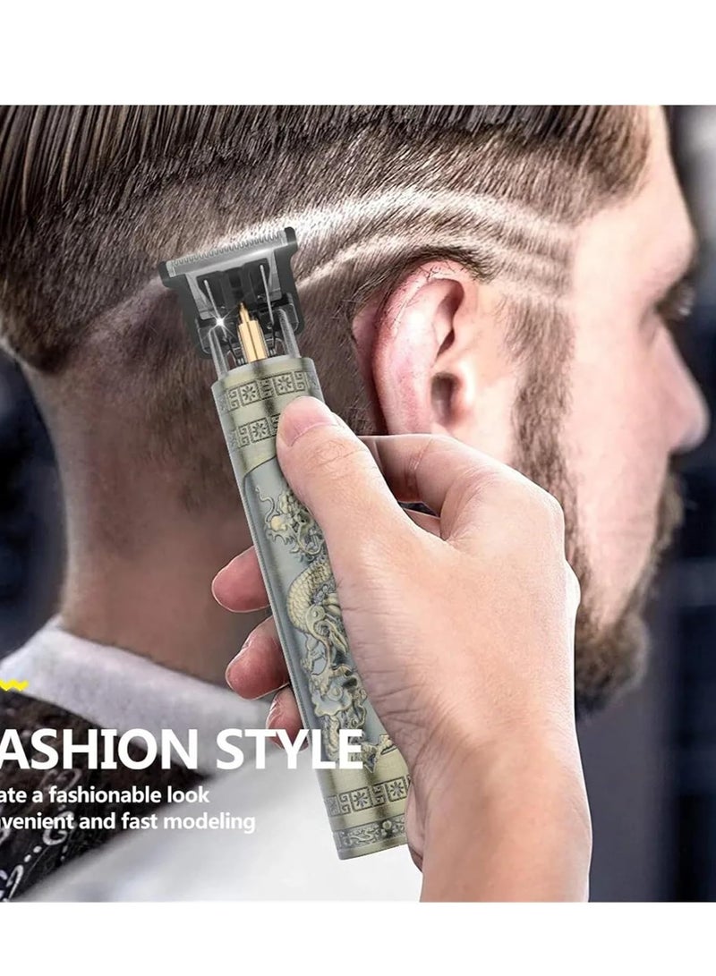 vintage Hair Trimming Vintage T9 Electric Hair Cutting Machine Hair Clipper Professional Men Shaver Rechargeable Barber Trimmer for Men Dragon Buddha Mini is Easy to use (Color : Gold) - Image 5