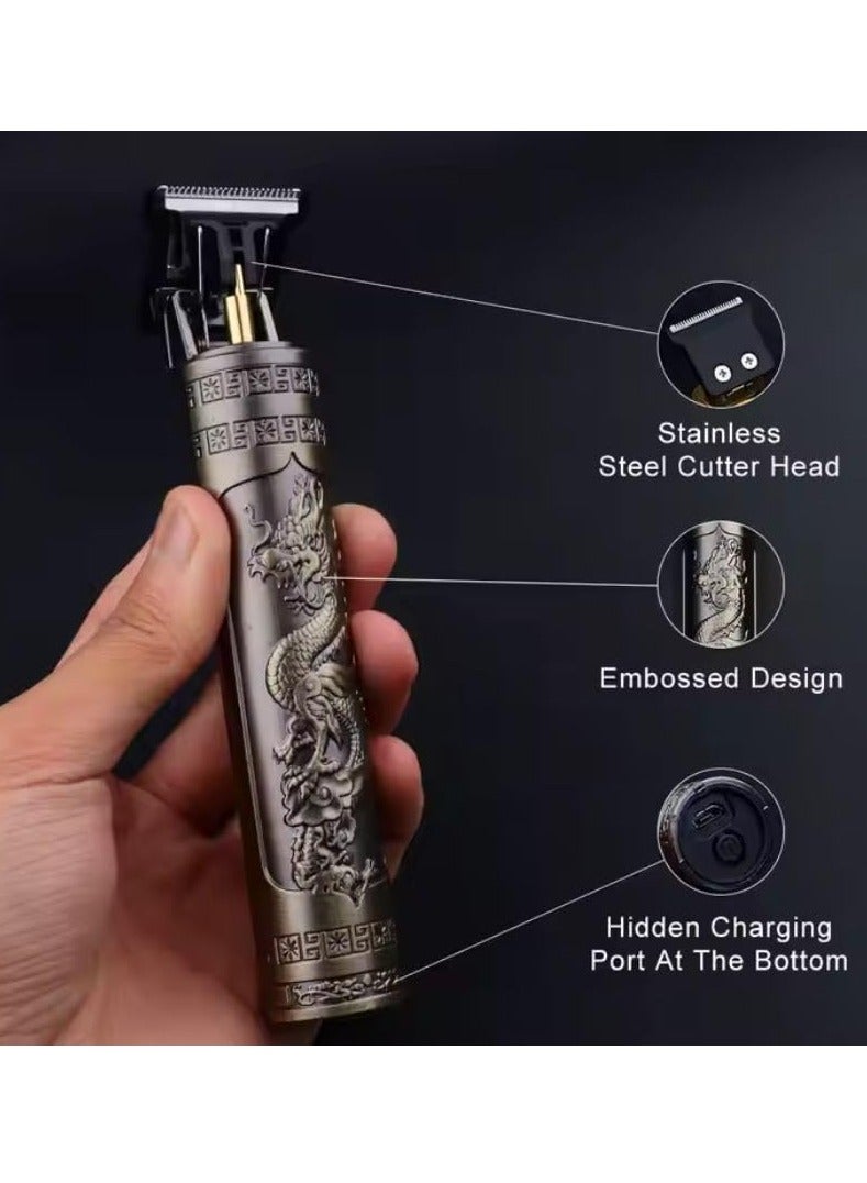 vintage Hair Trimming Vintage T9 Electric Hair Cutting Machine Hair Clipper Professional Men Shaver Rechargeable Barber Trimmer for Men Dragon Buddha Mini is Easy to use (Color : Gold) - Image 4