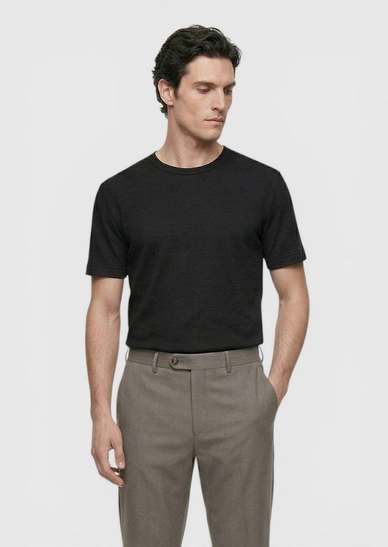 RAMSEY Black Plain 100% Linen T-Shirt - Image 4