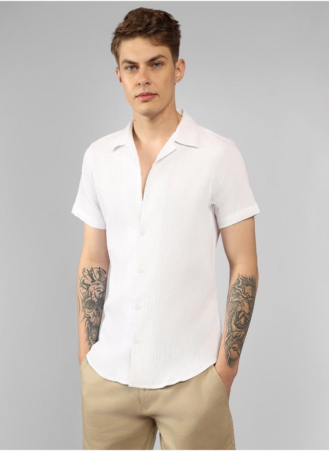 Dennis Lingo Relaxed Fit White Popcorn Shirt Shirt Collar  - Image 1