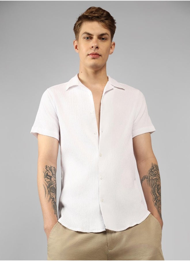 Dennis Lingo Relaxed Fit White Popcorn Shirt Shirt Collar  - Image 5