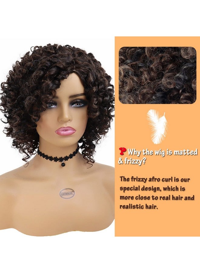 GNIMEGIL Short Curly Afro Wigs For Black Women Side Bangs Synthetic Wigs Kinky Afro Curly Wig Natural African American Hairstyles Full Hair Glueless Wig - Image 4