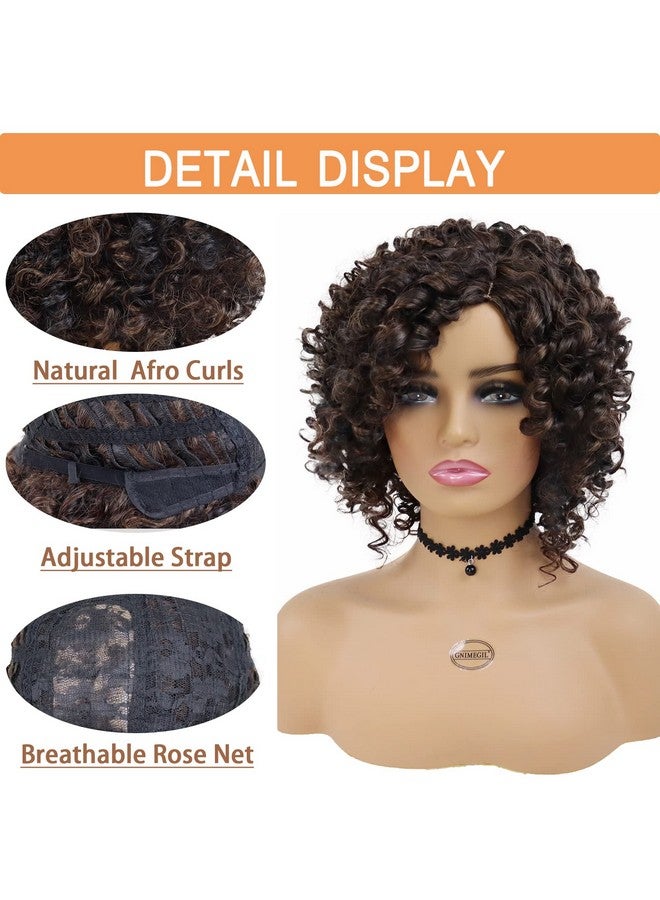 GNIMEGIL Short Curly Afro Wigs For Black Women Side Bangs Synthetic Wigs Kinky Afro Curly Wig Natural African American Hairstyles Full Hair Glueless Wig - Image 5