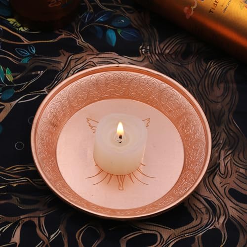 Amitofo Copper Offering Prayer Ritual Bowl Plate - Great for use Witches Meditation,Smudging, Incense,Candle Dish, Ash Catcher,Jewelry Dish (New Metatron) - Image 4