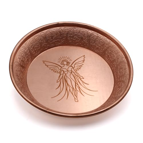 Amitofo Copper Offering Prayer Ritual Bowl Plate - Great for use Witches Meditation,Smudging, Incense,Candle Dish, Ash Catcher,Jewelry Dish (New Metatron) - Image 1