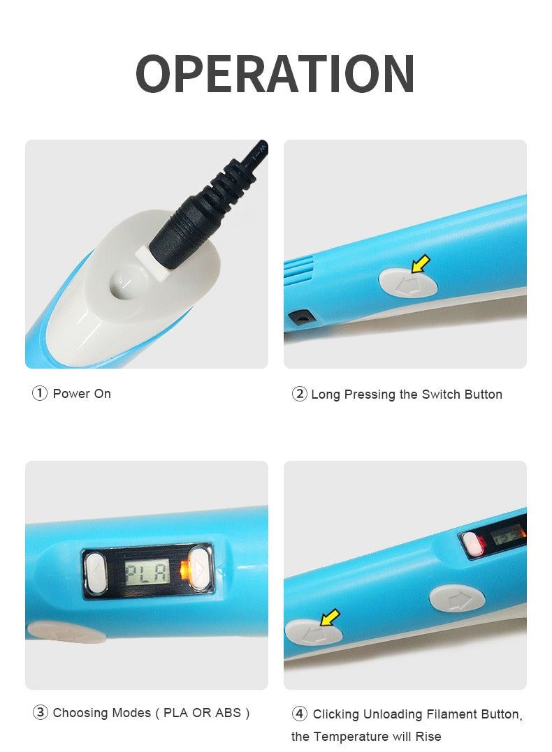 ZAMZIN 3D Printing Pen Kit for Kids & Adults - Among Us Stencils, 10m PLA/ABS Filament, LCD Display, Low Temp DIY Art Set, Educational Christmas Gift, Creative Toy for Drawing & Crafting - Image 4