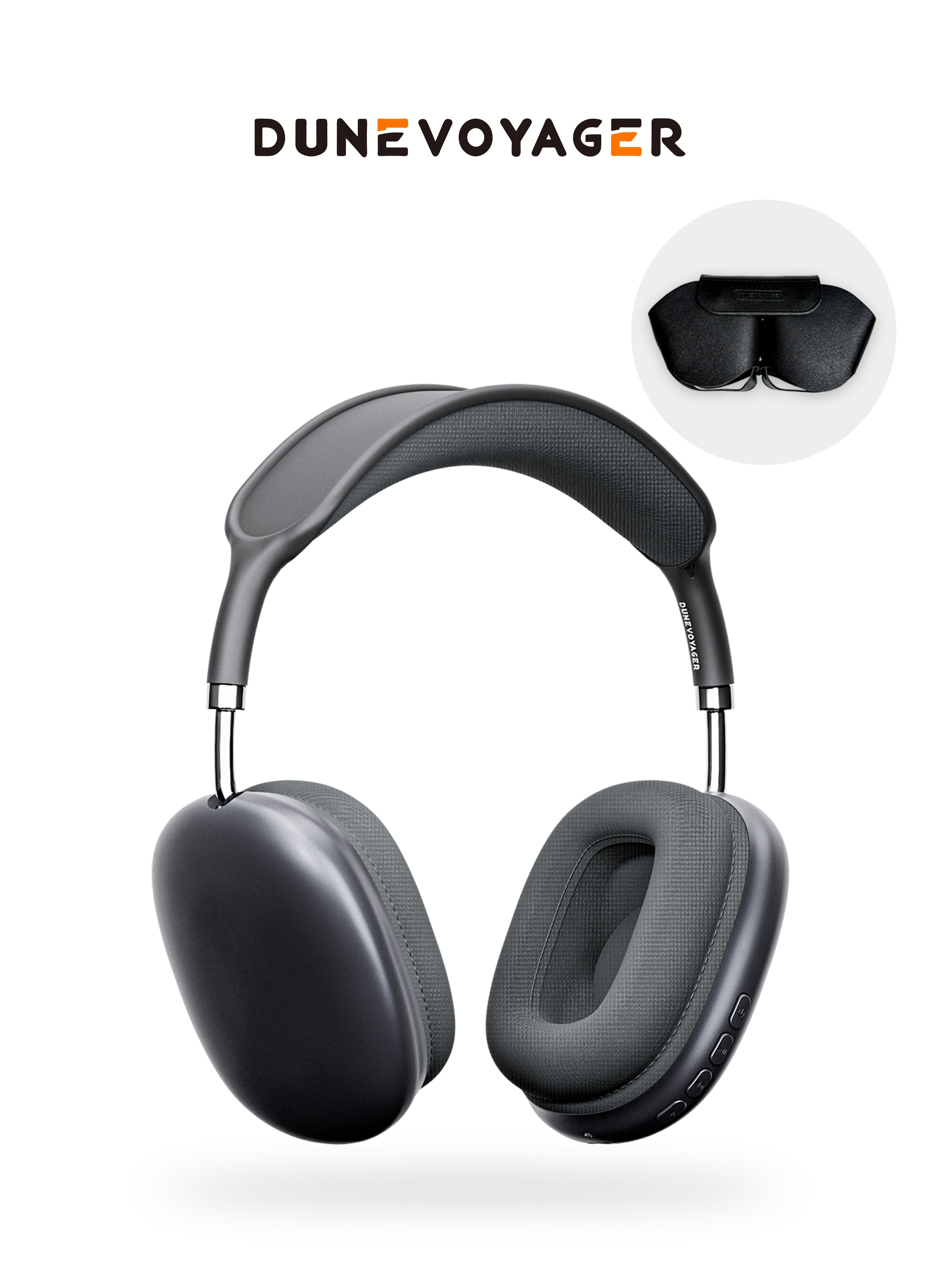 Bluetooth 5.3 Wireless Headset Over-Ear Headphone,With 3.5mm Wired Connection,4 Mic,Call Noise Reduction,Adjustable headband, Hifi Bass,Wearing Detection Earphone With Protective Leather Case Black 