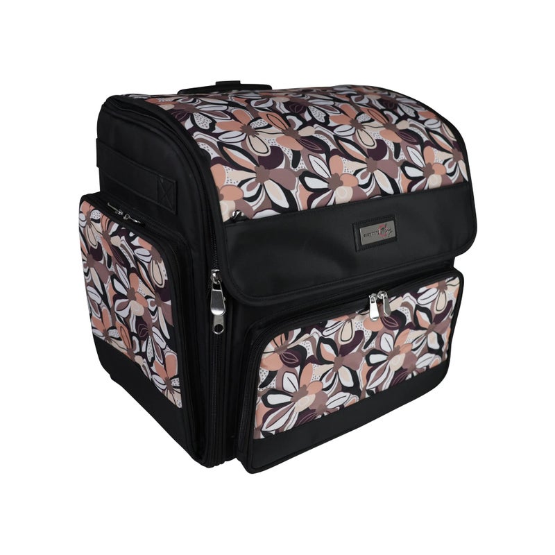 Everything Mary Deluxe Collapsible Rolling Craft Bag Brown Floral Scrapbook Tote Bag with Wheels for Scrapbooking Art Travel Organizer Storage Brown Floral One Size Modern