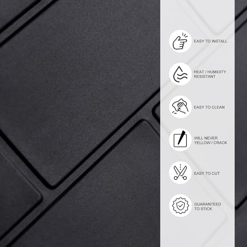 WalDecoo Matte Black Peel and Stick Wall Tiles for Kitchen, WalDecoo 10-Sheet Stick on Backsplash for Bathroom, Large Self-Adhesive Kitchen Backsplash（12''×12''） (Large Subway). - Image 3